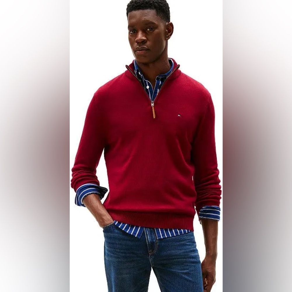 Tommy Hilfiger Men's Combed-Cotton Quarter-Zip Sweater Size Extra Large nwt‎
